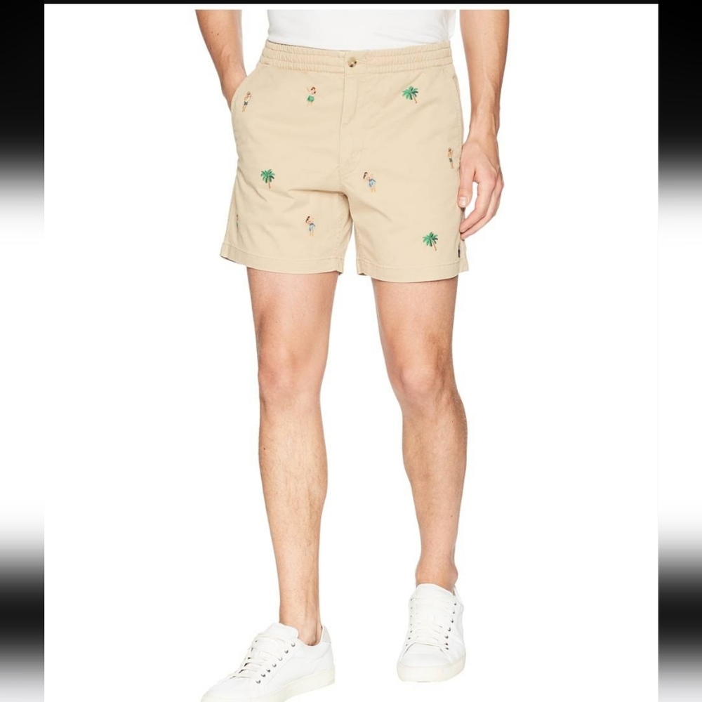 Polo Ralph Lauren Mens Embroidered Hula Cream Shorts Size M
